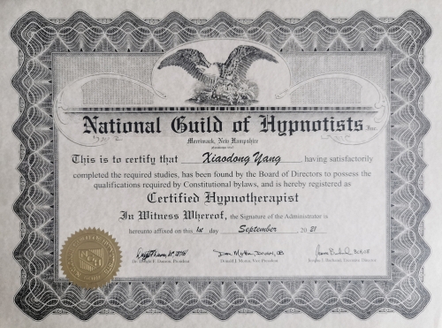 美国催眠师协会NGH催眠治疗师证书